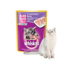 동동이네 고양이 간식 수분 보충 위스카스 파우치 습식사료 1세이하 주니어 고등어 80g 기호성좋은간식