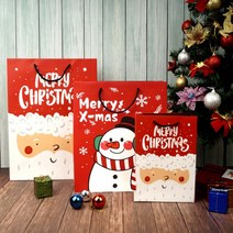 10입 쇼핑백중 팬시레드 포장용품 산타쇼핑백 크리스마스 선물포장 종이봉투 파티생각 OPP봉투 투명, 단품