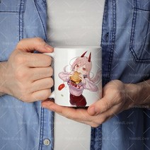 체인소맨 파워 햄버거일러스트 화이트 머그잔, 젖을 섞은