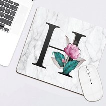 무선충전마우스패드 레이저 미끄럼 방지 게임용 마우스 패드 대형 가죽 이니셜 노트북 책상 매트 사무실 컴퓨터 액세서리 쿠션, [01] 25x21 CM, [09] 8.whitemarble H