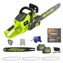 충전식 무선 전기톱 독일 충전 배터리 체인 톱 세트 12인치 16인치, 옵션10)16인치고효율형+대형배터리2개