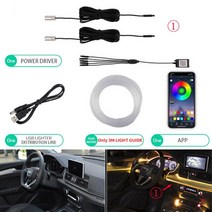 차량용 엠비언트 차량용 무드등 ANMINGPU 자동차 인테리어 LED 스트립 조명 무선 앱 및 원격 제어 RGB 6in, 08 2IN1-3m-USB