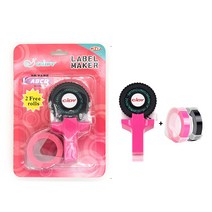 한글 타자기 수동 미니 3D 엠보싱 블 메이커 프린터 휴대용 DIY 작가 2 롤 플라스틱 PVC 9mm 테이프, 05 Pink Label Maker