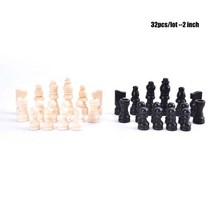 체스 32pcs 목조 체스 조각 완료 체스 국제 단어 체스 세트 체스 조각 취미 게임, b