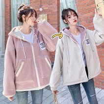 아이엠몽 여성 겨울 털 기모 양면 후드 집업 캐주얼 아우터 너리히
