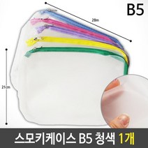마이KIDMALL_스모키 케이스 B5 반투명 28x21cm 청색 1개 여행용파우치 소품지퍼백 행사팩 판촉물 파우치 하우치 세안용품치 세안치 세면도구치 _MMY키드MAl몰