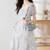 [레브쥴리]스퀘어넥쉬폰핀탁롱원피스