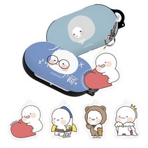 [갤럭시 버즈] 케이쥬 D옴팡이 미니B 디자인 캐릭터 갤럭시 버즈 플러스 하드 케이스 커플 쇼핑몰 블루투스 이어폰 키링 BUDS +, 리본핑크(버즈케이스), C.옴팡이 미니 버즈(플러스) 케이스