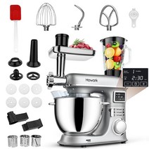 쥬서 믹서기 WEYOLI 다기능 스탠드 유성 믹서 고기 케이크 푸드 8L 스테인리스 스틸 그릇 및 1500W, 5.Silver - 미국