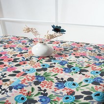 장미의 여왕 OX 면 라미네이트 방수 원단 패브릭, 블루장미