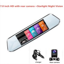 어라운드뷰 360도 자동차 화물차 4채널 카메라 DVR 10 인치 스트림 미디어 듀얼 렌즈 비디오 레코더 백미러 대시 캠 전면 및 후면 야간 투시, 7.0 with rear camera_CN | 8G