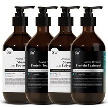수오가닉 퍼퓸 아쿠아키스 샴푸워시 1000ml 2개+트리트먼트 1000ml 2개 세트
