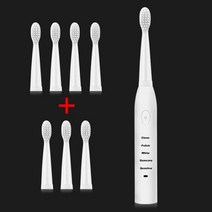 충전식 전동 칫솔 USB 충전 력 울트라 소닉 세척 가능 전자 미백 치아 브러시 랍쉽, 8 Pcs Brushhead