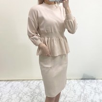 VANANA2 간절기 니트 주름 벌룬 투피스 스커트 세트