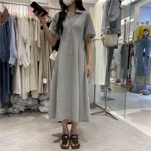 Entirala 여름 순면 원피스 퍼프 소매 원피스 슬림한 헐렁한 빅 사이즈의 여자 면 원피스