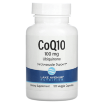 Lake Avenue Nutrition CoQ10 USP 등급 유비퀴논 100mg 베지 캡슐 120정, 1개