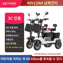 세발 전기자전거 접이식 배달 삼륜 전동자전거 3륜, 싱글드라이브[48V]12A연산/1인승+좌석/도난방, 48V