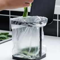 호프너 깔끔 주방대장 편리한 쓰레기통 홀더 비닐 거치대 음식물 봉투걸이 분리수거함 씽크대 올스틸 음식물쓰레기통 미니휴지통, 화이트