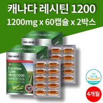 바이오 레시틴 레시친 대두유 혈행 NON GMO 혈중 나쁜 LDL 콜레스테롤 관리 개선 포스파티딜콜린 60캡슐 2박스 4개월 대용량
