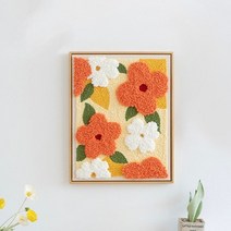 diy 자수키트 스티치 바느질배우기 꽃 시작 초보자 그림 공예 세트 미국 플러그 테이블 원사 홈 장식, 54x43cm