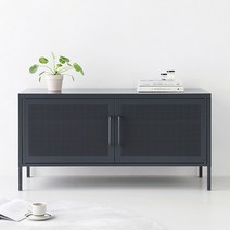 마켓비 HOLZ 철제 티비다이 캐비넷 가로양문 TV스탠드 1150590, 다크그레이 7001.9850
