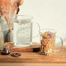 베이킹 손잡이 500ml 1L 내열유리 계량컵 비중컵 조리 유리잔, 크로크 계량컵 (MC02 500ml)
