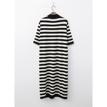 [코지23] 여자 시크 블랙앤화이트 배색 단가라 반오픈 롱원피스