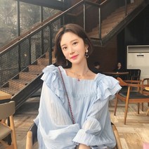 SAMARA 여름 사계절 여성프릴 셔링 셔츠