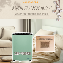강력제습기 욕실용제습기 제습공기청정기겸용 소형제습기 윈세이 방하나 공기청정 제습기 10L, 그린+헤파필터