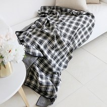 까사베르데 체크 블랙 이중지 블랭킷 100x150cm+파우치 set