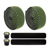 자전거 핸들 바 테이프 1 쌍 도로 미끄럼 방지 실리카 젤 EVA 충격 흡수 사이클링 랩 엔드 플러그 도매, Fluorescent green