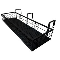 모칸도 베란다 화분걸이 난간 화분걸이대 (고층 직각형 80x25cm) 난간용 고리 3개, 01.화분걸이대(직각형)80x25_블랙