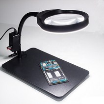 돋보기 Led 돋보기 램프 3X 5X 8X 1010X20X 대형 유리 렌즈 조명 및 스탠드 독서 취미 공예 수리, 01 Black_05 10X20X dual lens