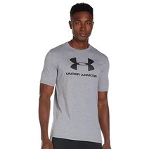 언더아머 Under Armour 남성용 스포츠스타일 로고 반팔 티셔츠 아카데미 블루 (408)/화이트 M 152914, Medium, Steel Light Heather (036)/Blac