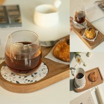 규조토 서빙트레이 엔틱트레이 빈티지트레이 카페트레이, 규조토 원목 트레이