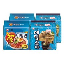 농심 메밀소바 127g 5p x 2팩 + 찰비빔면 130g 5p x 2팩, 1세트, 20개