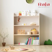 라자가구 모모키즈 900X1130 오픈형 3단 전면책장 교구장, 아이보리