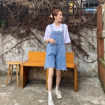 겟잇미 니키 데님 반바지 멜빵 바지