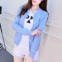 여성 봄 가을 겨울 솔리드 오픈형 단추 니트 라운드 데일리 맨투맨 가디건