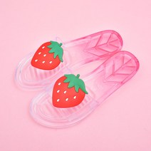 욕실화 소프트한바닥 투명한 크리스탈 비오는날 미끄럼방지액 여름시즌 실내 샤워 슬리퍼 여성슬리퍼 마멀레이드 아우터 욕실, C02-딸기 한사이즈정도작음