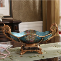 엔틱 과일 바구니 다과 접시 그릇 쟁반 빈티지 거실 테이블 장식 소품 북유럽 플레이트, C타입 과일 플레이트(블루 실크)