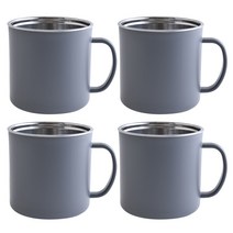 리빙스토리 스텐 머그컵 4p세트 430ml, 그레이 4p, 4개