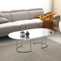 [방문설치]보니애가구 로세티 강화유리 타원형 거실 소파 테이블 1200/1300, 일반형(1200)