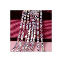 DIY AB 라인석 컵 체인 크리스탈 납유리 스톤 의류용 라인스톤에 바느질 다이아몬드 쥬얼리 공예 반짝이 ies, ZL0038, Width 3mm