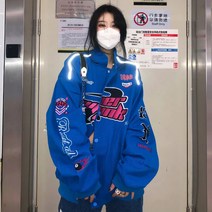 여성 빈티지 블루종 야구자켓 와펜점퍼