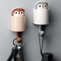 접착식 차키 열쇠 가방 마스크 모자 벽 도어 현관 고리 다용도 팝업 다람쥐 후크 걸이, 1개입, 그레이