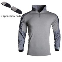 목수작업복 서바이벌 게임 페인트볼 작업복 군사 전투 유니폼 패드 포함 멀티 포켓 전술 카모 셔츠 육군 운동복 사냥 슈트, S-45-55kg+gray shirt