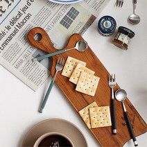 슈크림빵용 크래커용 실버티스푼포크 카페용 과일용, 티포크-블랙, 1개