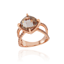 엘렌쥬얼리 14K 보르도 천연 스모키 쿼츠 미스 링 금 반지