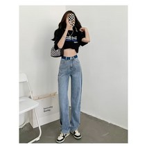 하이웨이스트 와이드 팬츠 여 가을 얇은 루즈핏 일자핏으로 다리가 길어 보이는 아빠 청바지